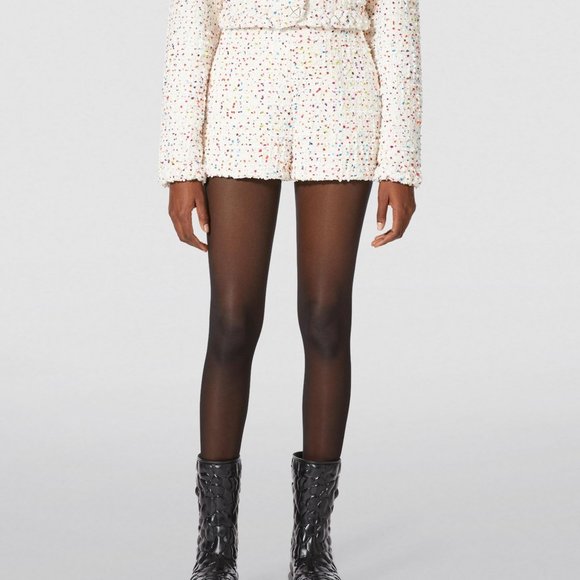 NEW WITH TAGS! VALENTINO IVORY MULTICOLOR COTTON TWEED SHORTS - Picture 9 of 13